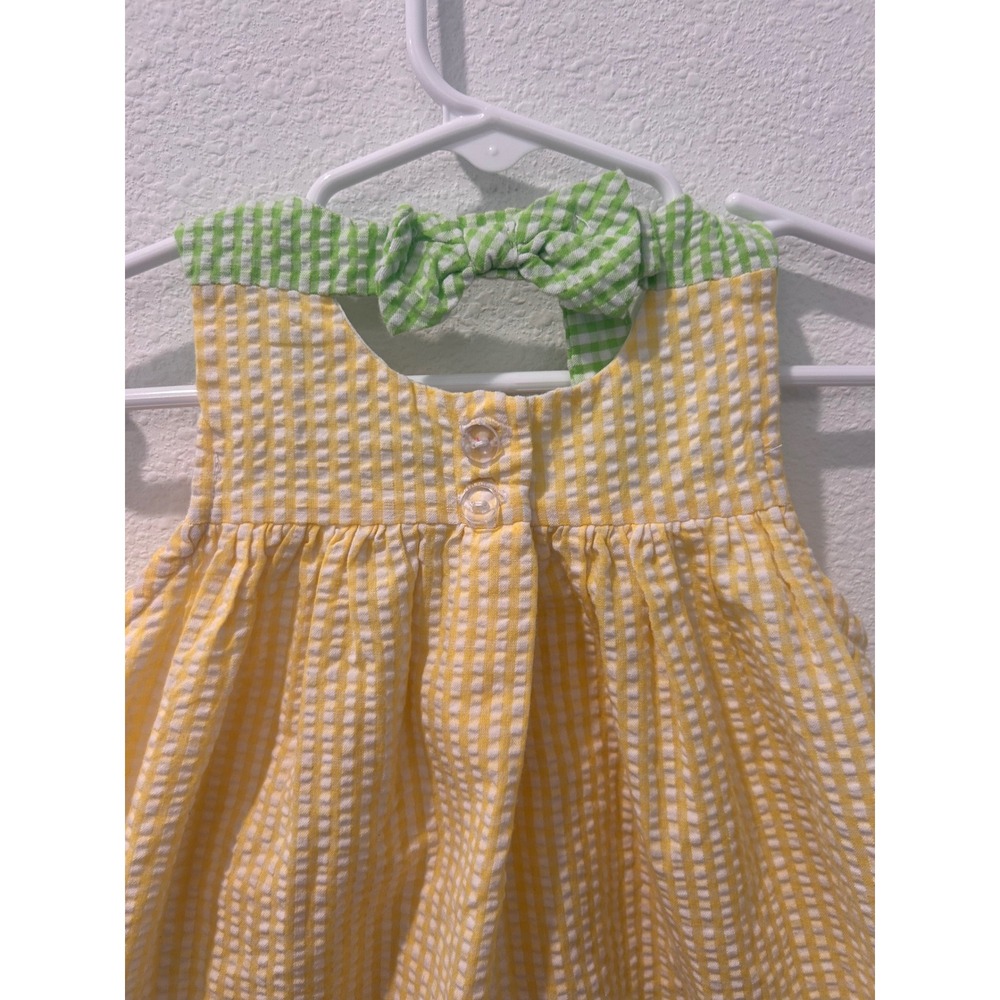 Emily Rose Infant Girls Yellow Green Gingham Flamingo Seersucker Dress 18M - Picture 7 of 7